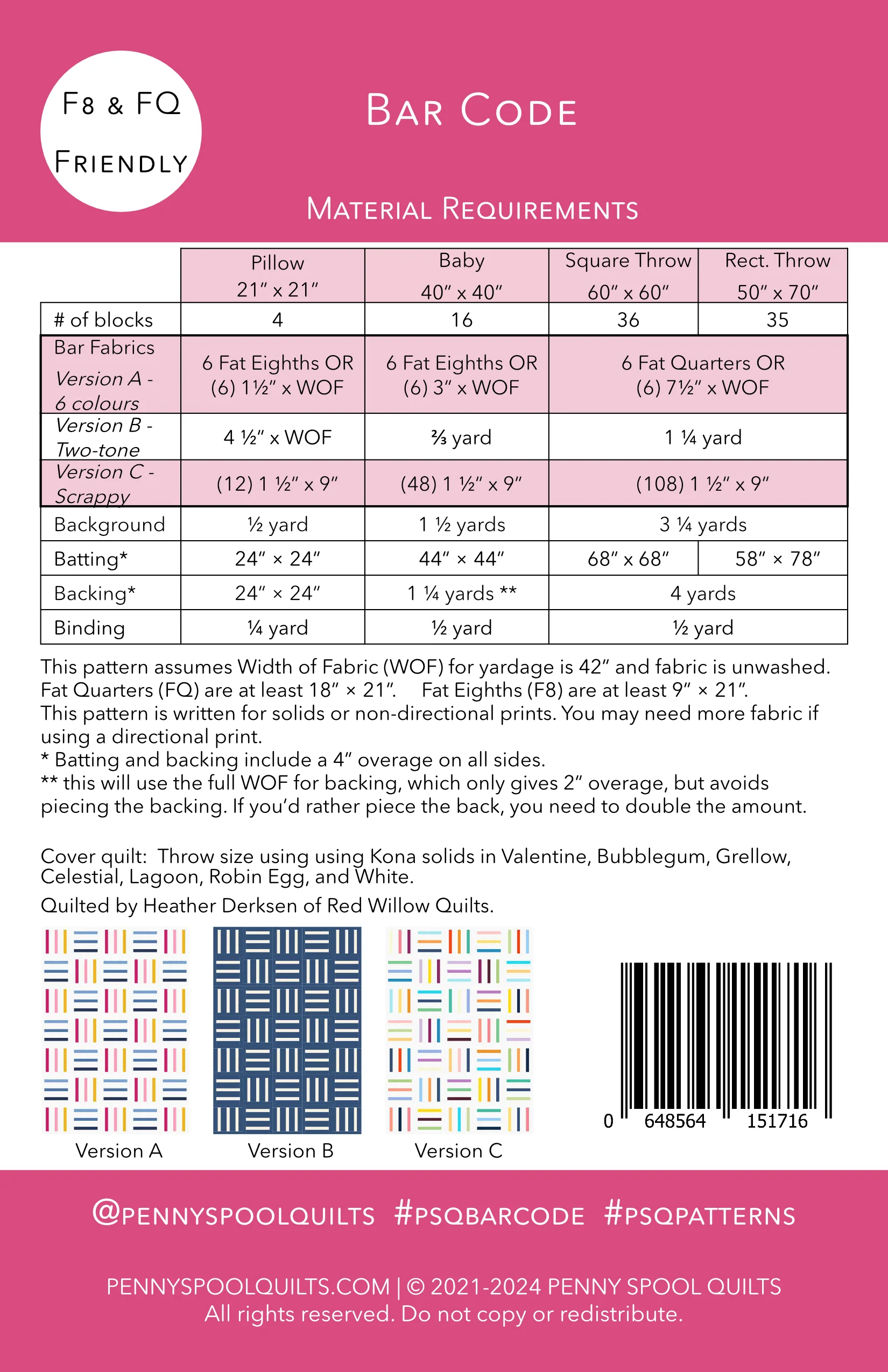 Bar Code Quilt Pattern - PRINTED PATTERN - Image 6