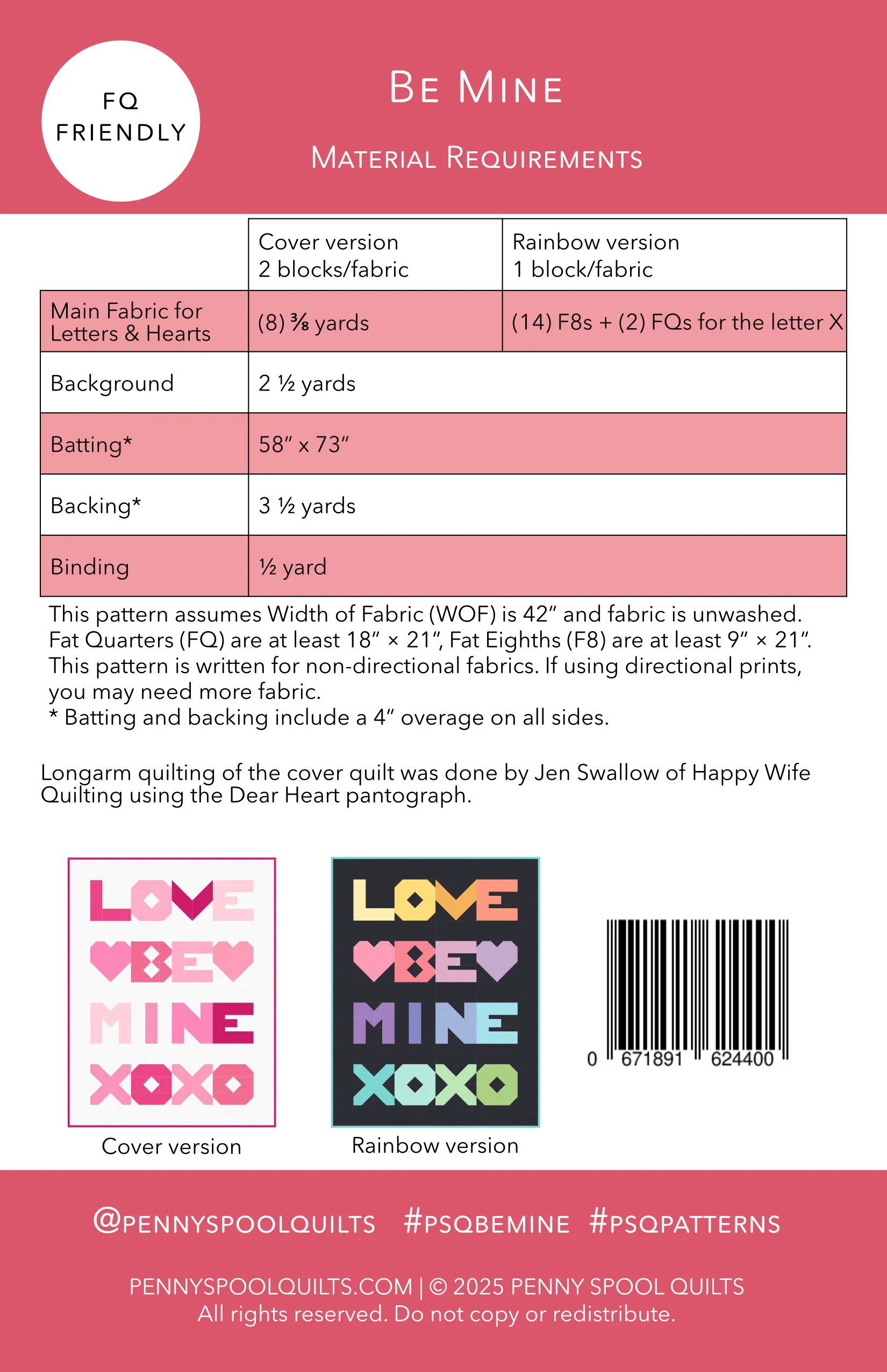 Be Mine Quilt Pattern - PRINTED PATTERN - Image 4