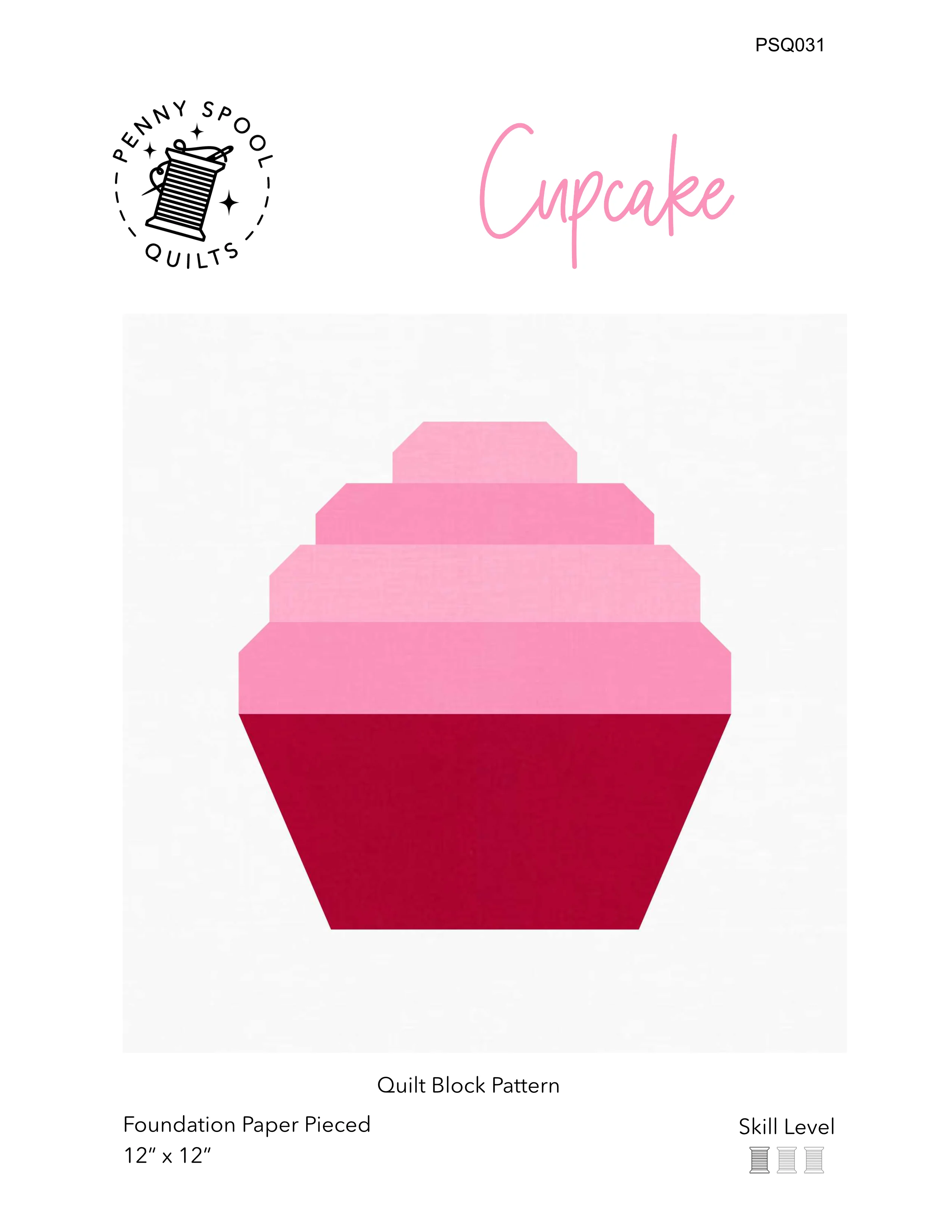 Cupcake FPP Quilt Block Pattern - PDF Instant Download - Image 6