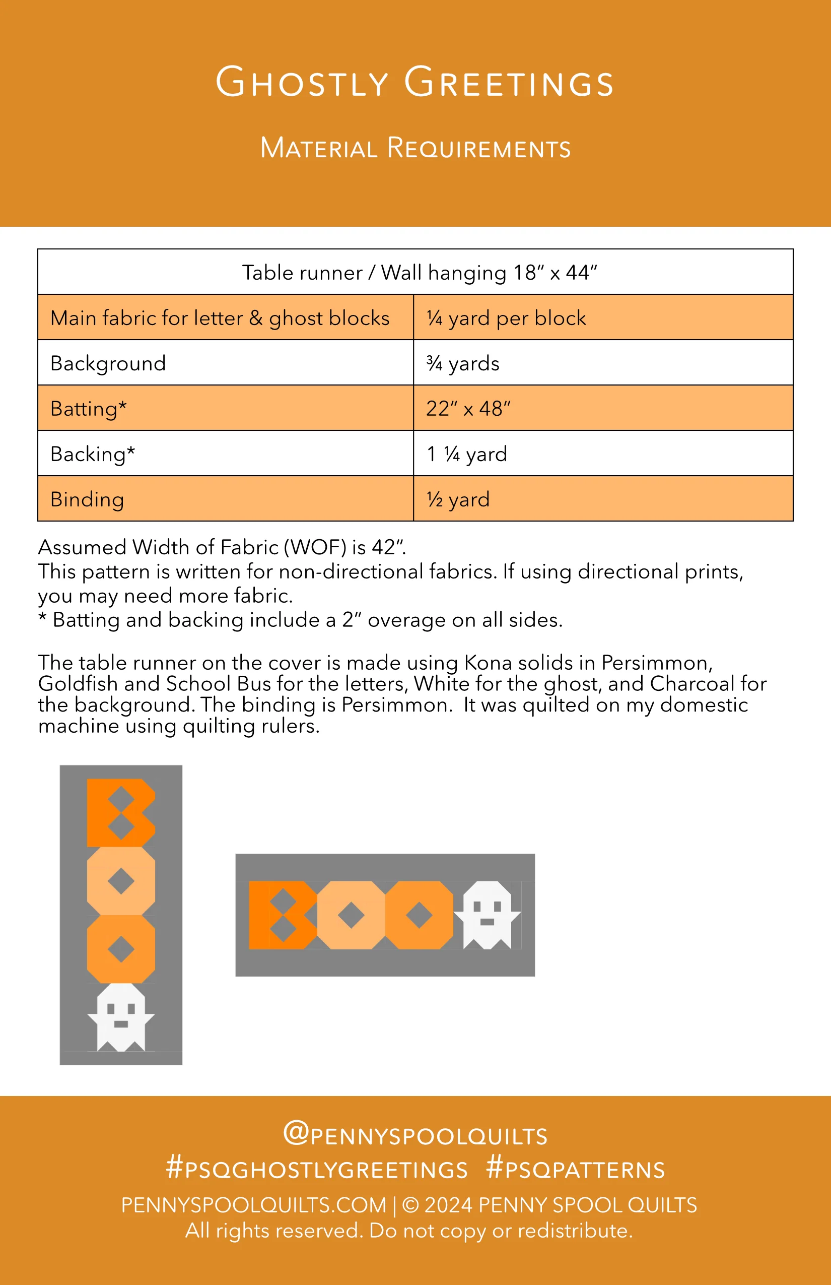 Ghostly Greetings Table Runner Pattern - PDF Instant Download - Image 6