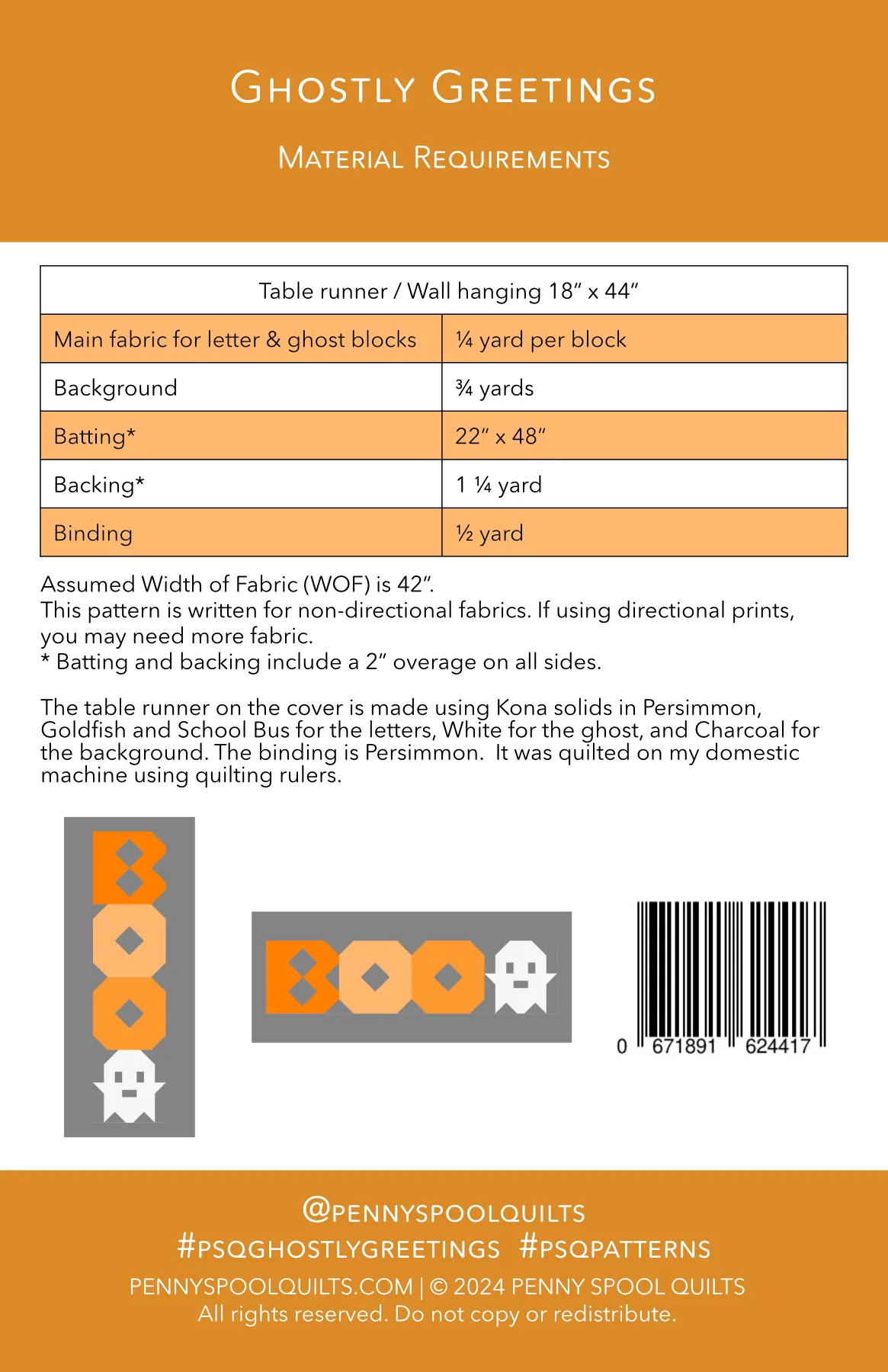 Ghostly Greetings Table Runner Pattern - PRINTED PATTERN - Image 7