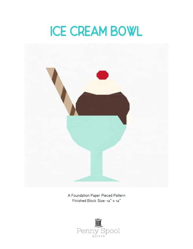 Ice Cream Bowl FPP Quilt Block Pattern - PDF Instant Download - Image 7