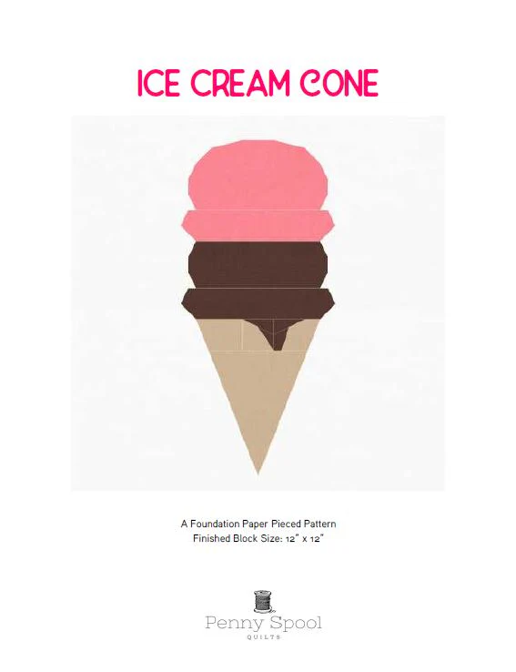 Ice Cream Cone FPP Quilt Block Pattern - PDF Instant Download - Image 7