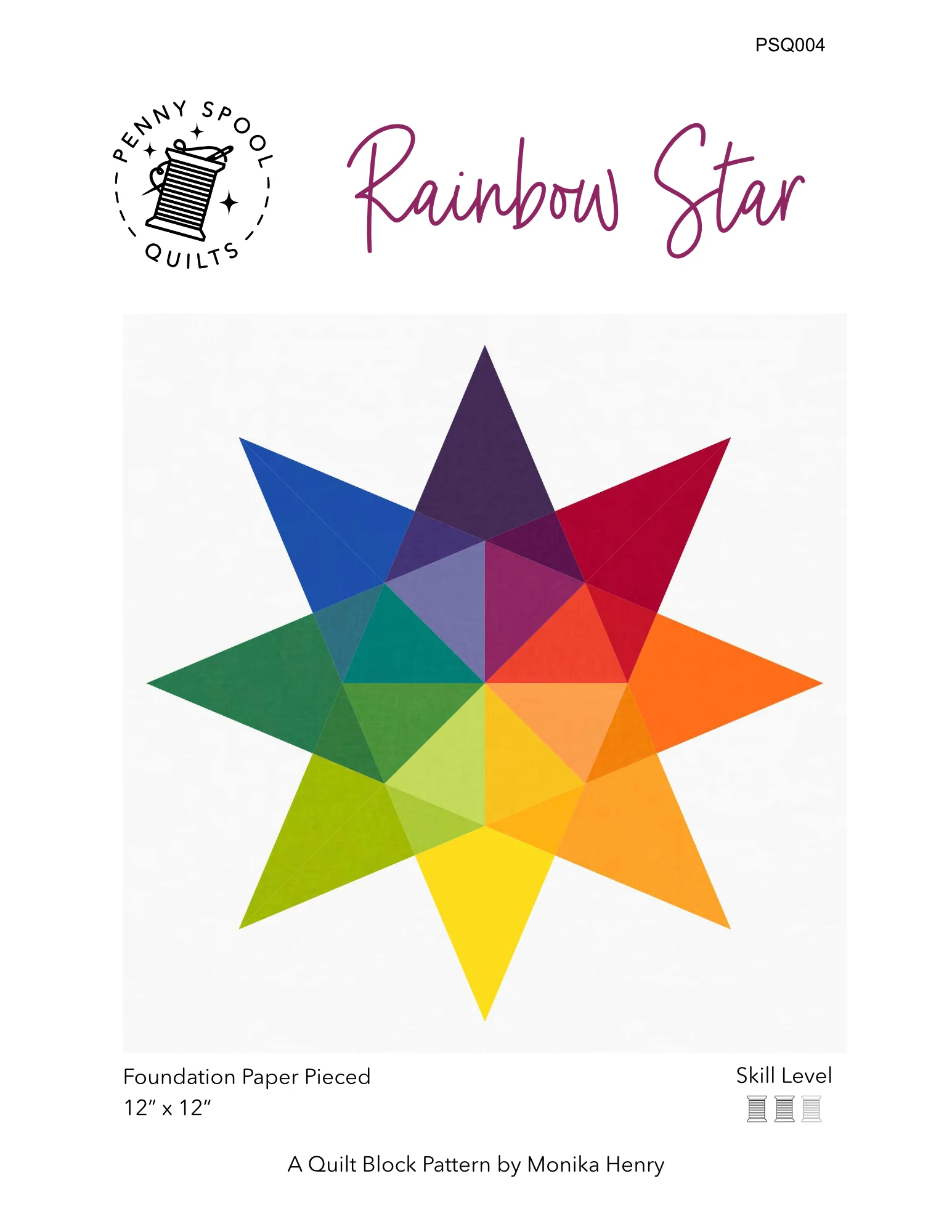 Rainbow Star FPP Quilt Block Pattern - PDF Instant Download - Image 8